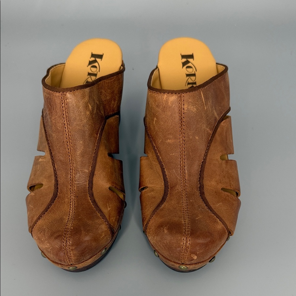 KORKS by Kork-Ease‎ Neneh Distressed Brown Leather Mule Clogs Size 7
